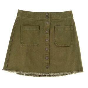 Madewell canvas buttons green mini women’s jeans skirt